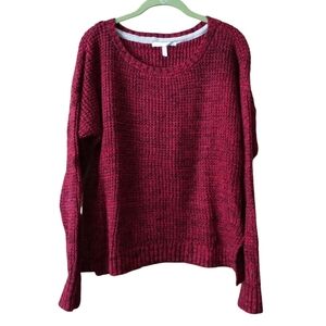 Victoria's Secret Cotton Oversized Chunky Cable Knit Red Black Sweater Small